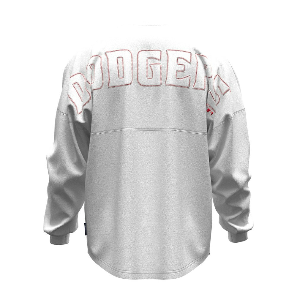 Los Angeles Dodgers Fanatics Women's Baseball Stitch Spirit Jersey Long Sleeve T-Shirt - White Jerseys