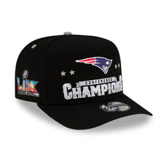 New England Patriots New Era 2025 AFC Champions Locker Room Trophy Collection A-Frame 9FIFTY Snapback Hat - Black Hats