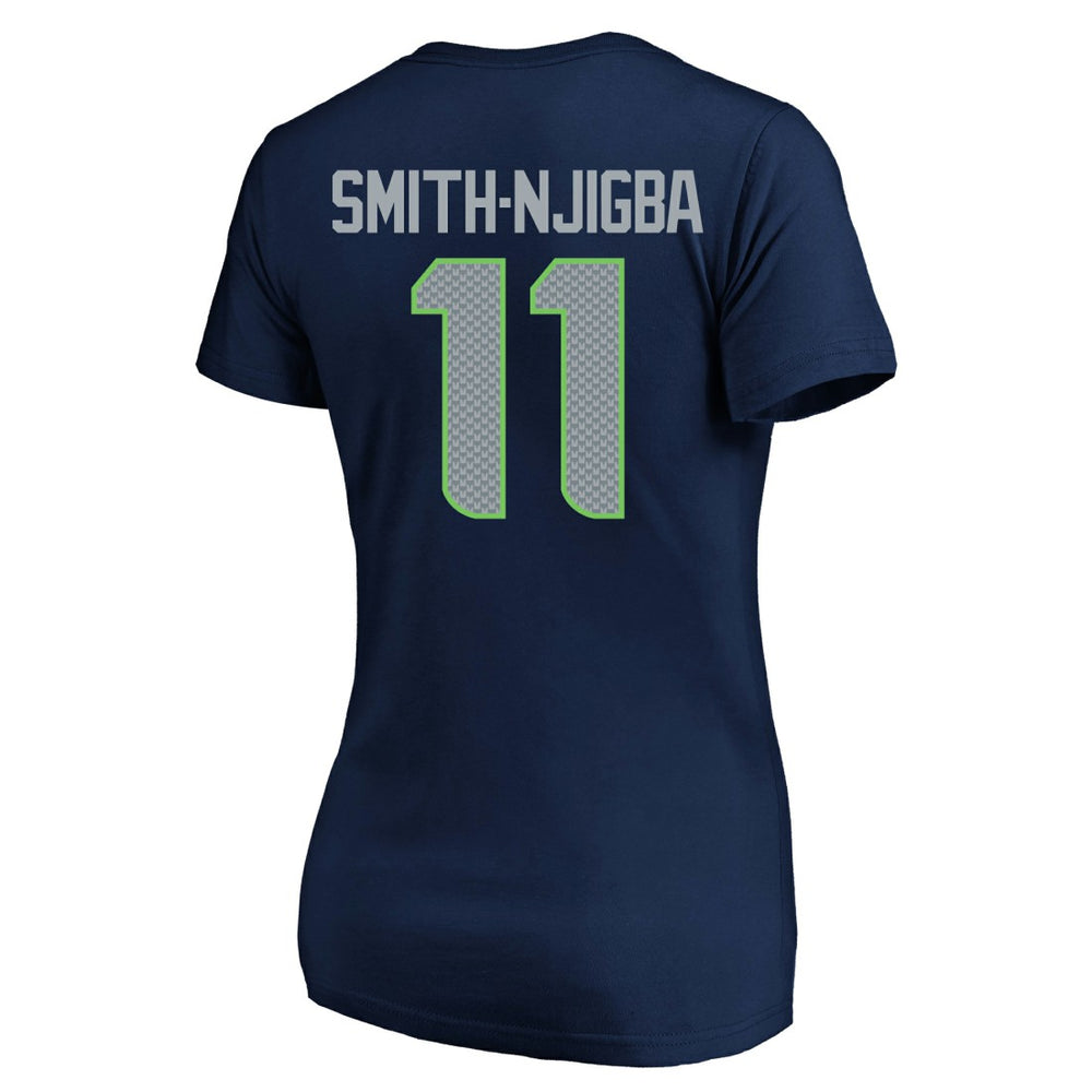 Jaxon Smith-Njigba Seattle Seahawks Women's Super Bowl LX Patch Plus Size Name & Number V-Neck T-Shirt - College Navy T-shirts