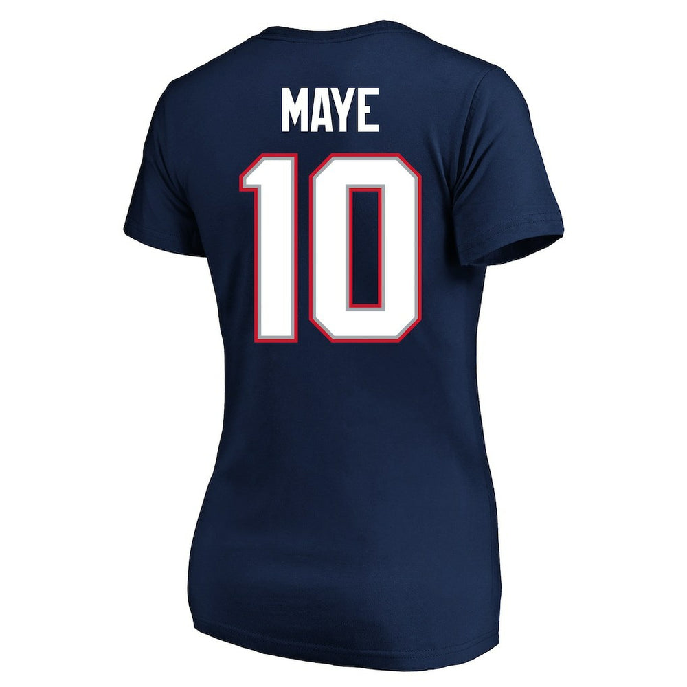 Drake Maye New England Patriots Women's Super Bowl LX Patch Plus Size Name & Number V-Neck T-Shirt - Navy T-shirts