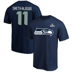 Jaxon Smith-Njigba Seattle Seahawks Super Bowl LX Patch Big & Tall Name & Number T-Shirt - College Navy T-shirts
