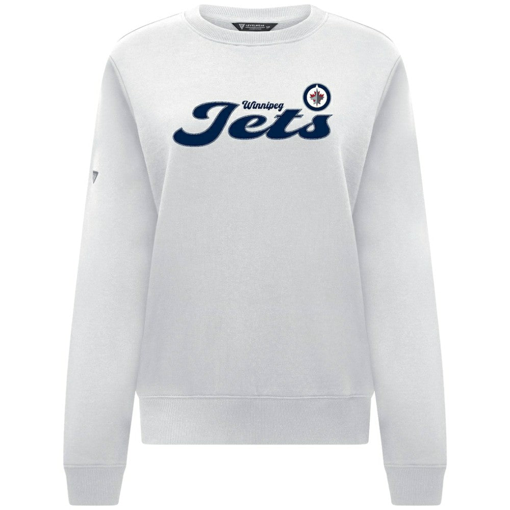 Winnipeg Jets Levelwear Women's Yvette Big Script Tri-Blend Sweatshirt - White | US 203809122