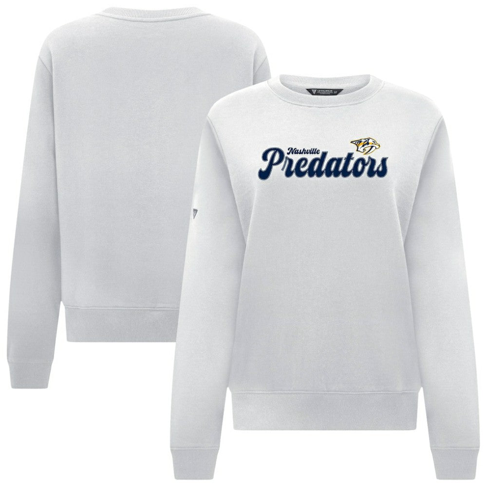 Nashville Predators Levelwear Women's Yvette Big Script Tri-Blend Sweatshirt - White | US 203809123