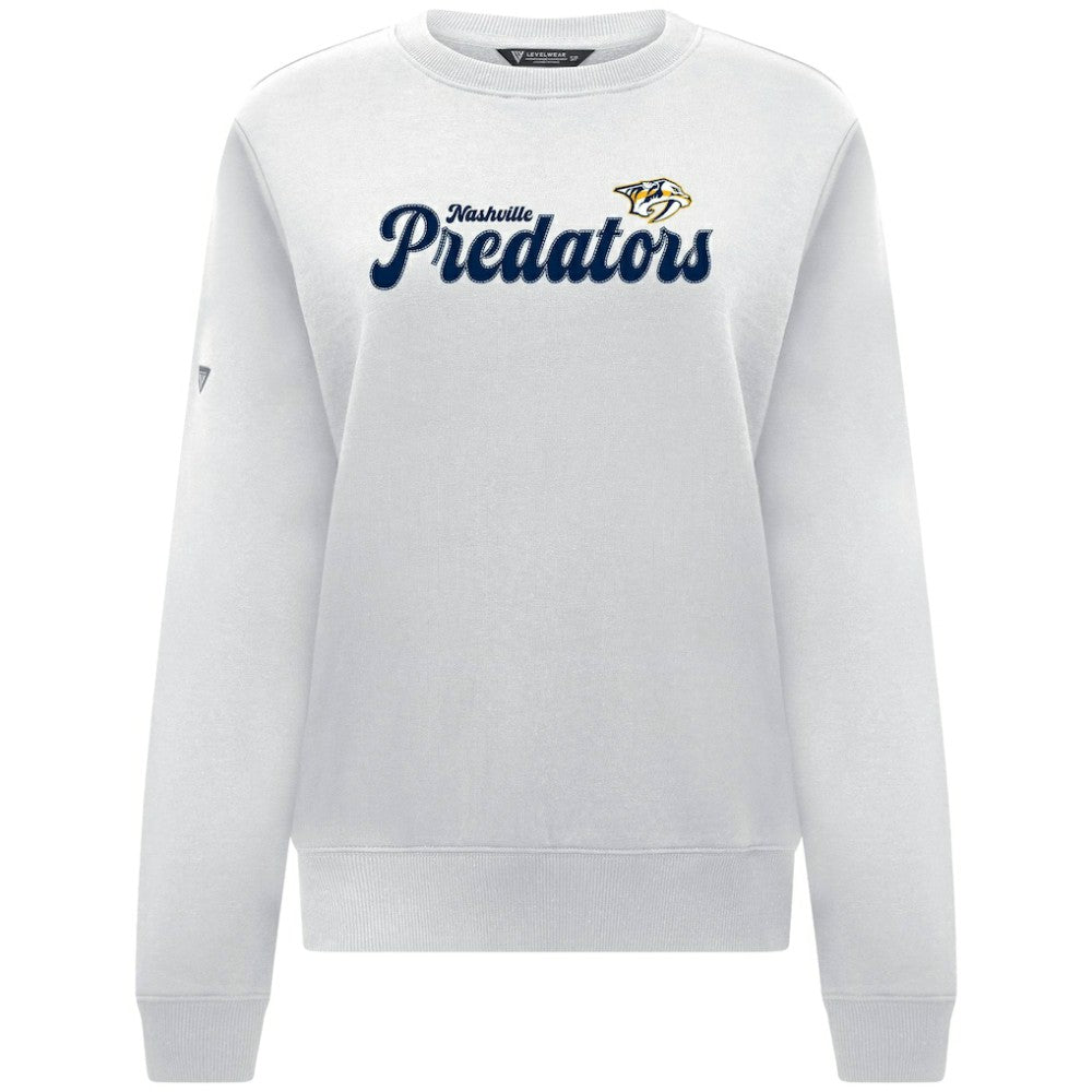 Nashville Predators Levelwear Women's Yvette Big Script Tri-Blend Sweatshirt - White | US 203809123