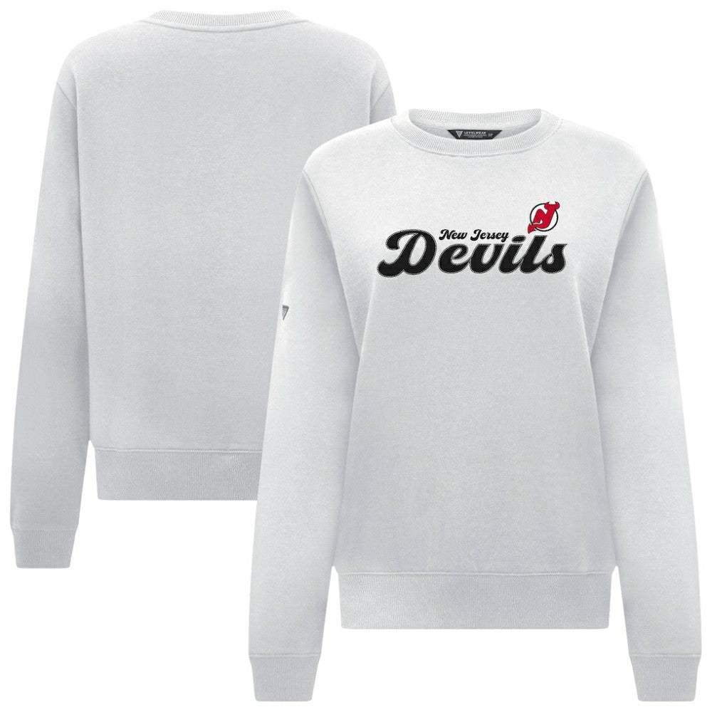 New Jersey Devils Levelwear Women's Yvette Big Script Tri-Blend Sweatshirt - White | US 203809124