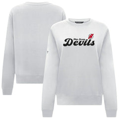 New Jersey Devils Levelwear Women's Yvette Big Script Tri-Blend Sweatshirt - White | US 203809124