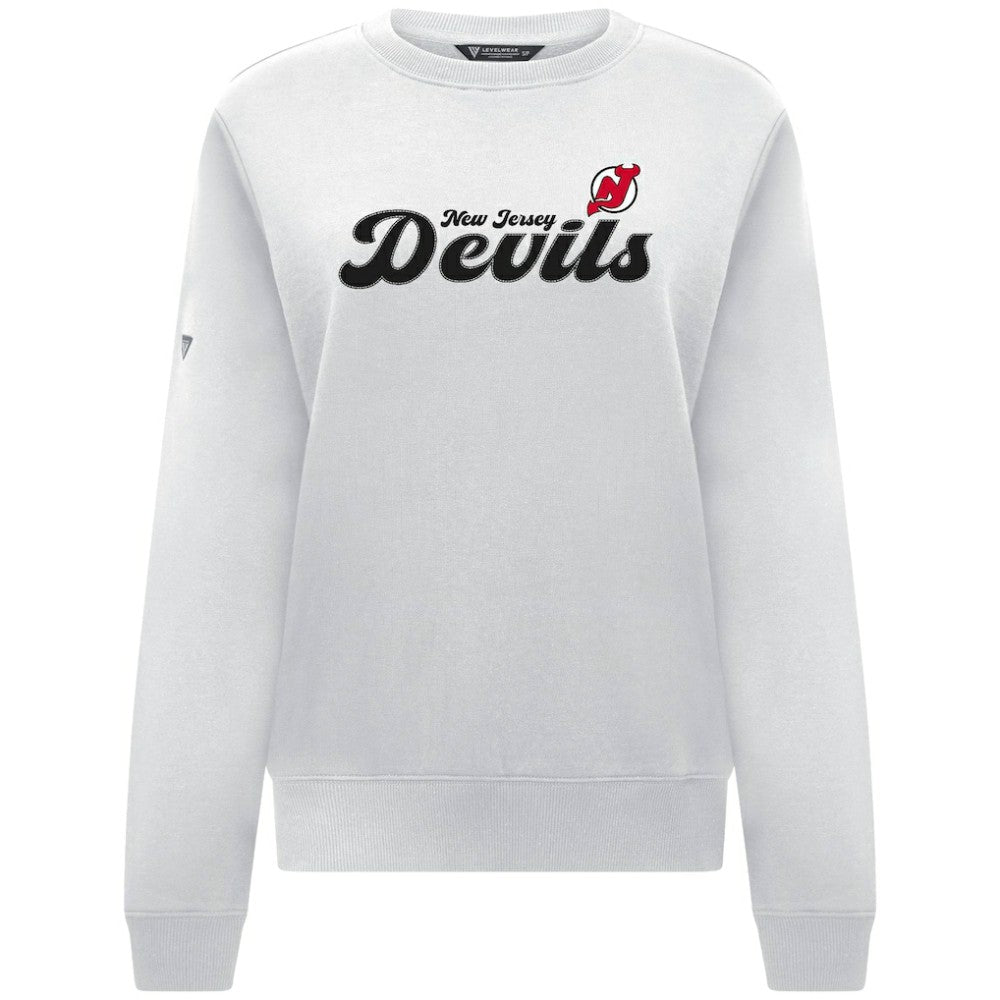 New Jersey Devils Levelwear Women's Yvette Big Script Tri-Blend Sweatshirt - White | US 203809124