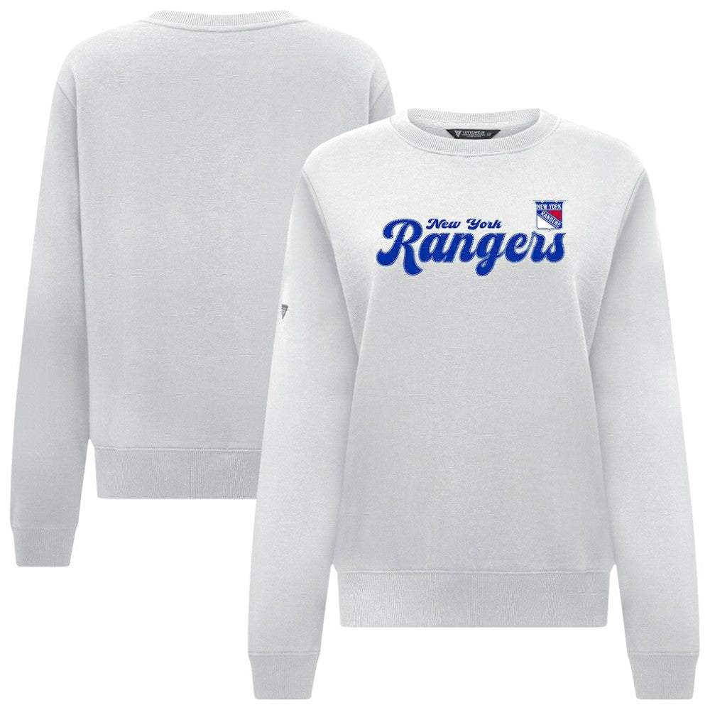New York Rangers Levelwear Women's Yvette Big Script Tri-Blend Sweatshirt - White | US 203809125