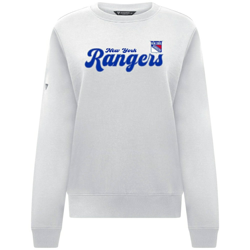 New York Rangers Levelwear Women's Yvette Big Script Tri-Blend Sweatshirt - White | US 203809125