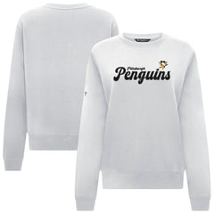 Pittsburgh Penguins Levelwear Women's Yvette Big Script Tri-Blend Sweatshirt - White | US 203809128