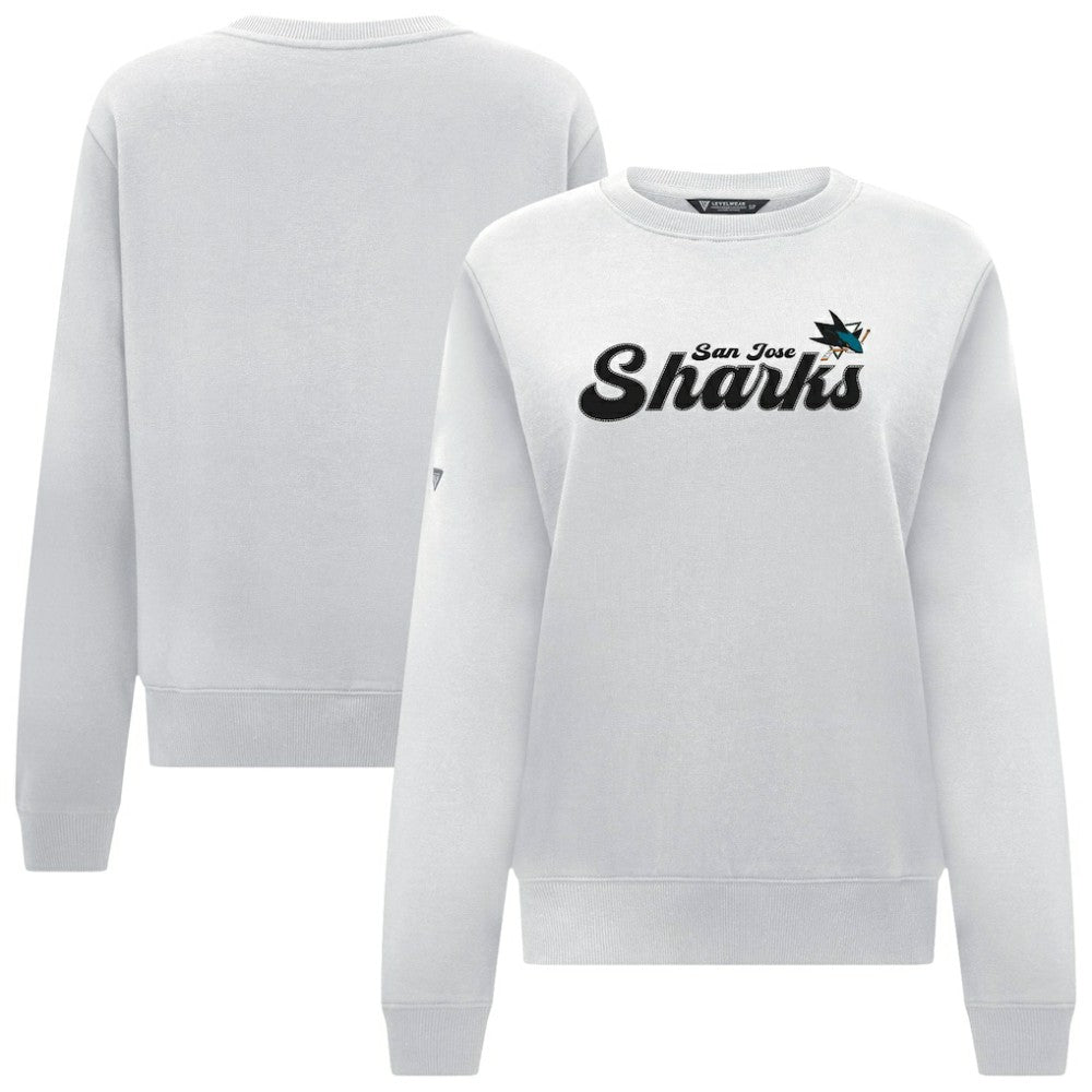 San Jose Sharks Levelwear Women's Yvette Big Script Tri-Blend Sweatshirt - White | US 203809129