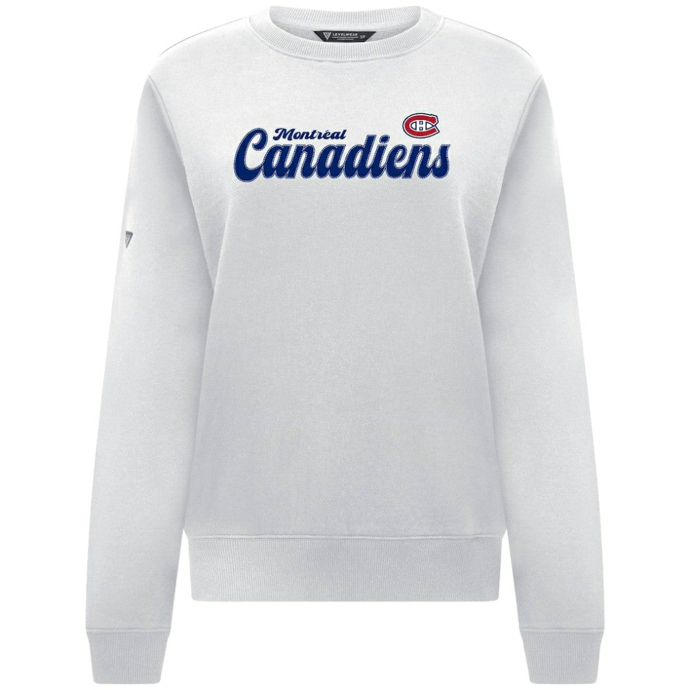 Montreal Canadiens Levelwear Women's Yvette Big Script Tri-Blend Sweatshirt - White | US 203809131