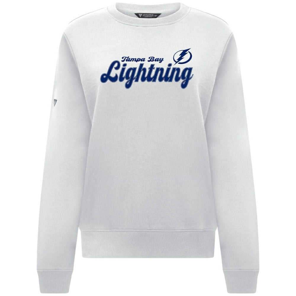 Tampa Bay Lightning Levelwear Women's Yvette Big Script Tri-Blend Sweatshirt - White | US 203809133