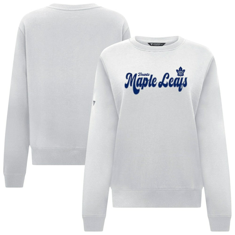 Toronto Maple Leafs Levelwear Women's Yvette Big Script Tri-Blend Sweatshirt - White | US 203809134