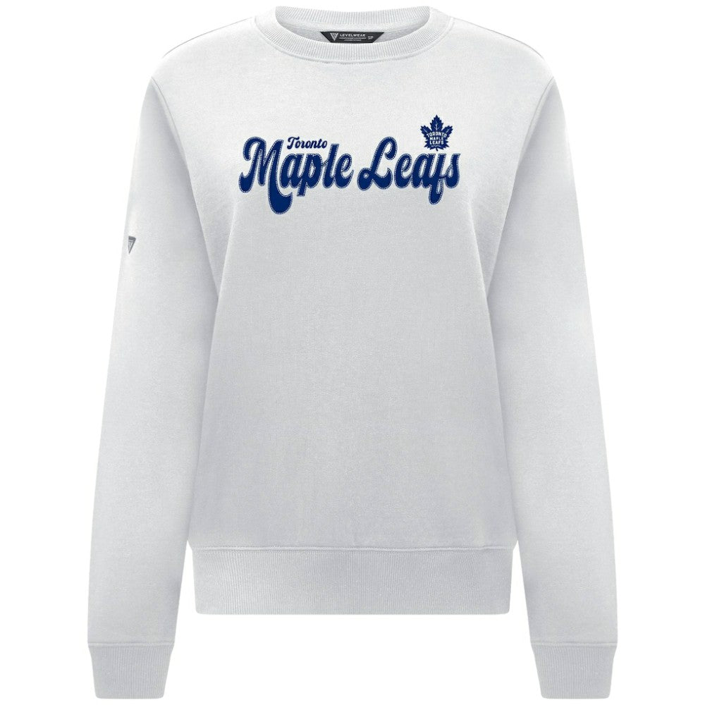 Toronto Maple Leafs Levelwear Women's Yvette Big Script Tri-Blend Sweatshirt - White | US 203809134