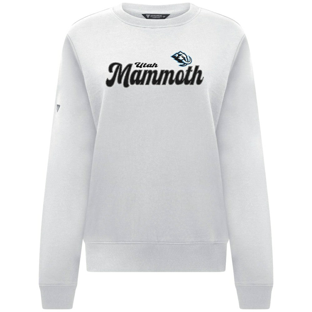 Utah Mammoth Levelwear Women's Yvette Big Script Tri-Blend Sweatshirt - White | US 203809135