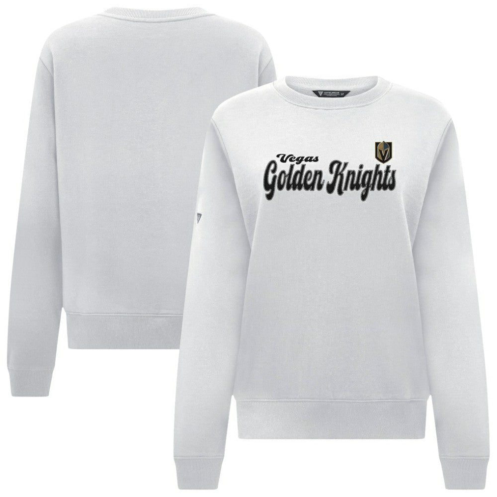 Vegas Golden Knights Levelwear Women's Yvette Big Script Tri-Blend Sweatshirt - White | US 203809137