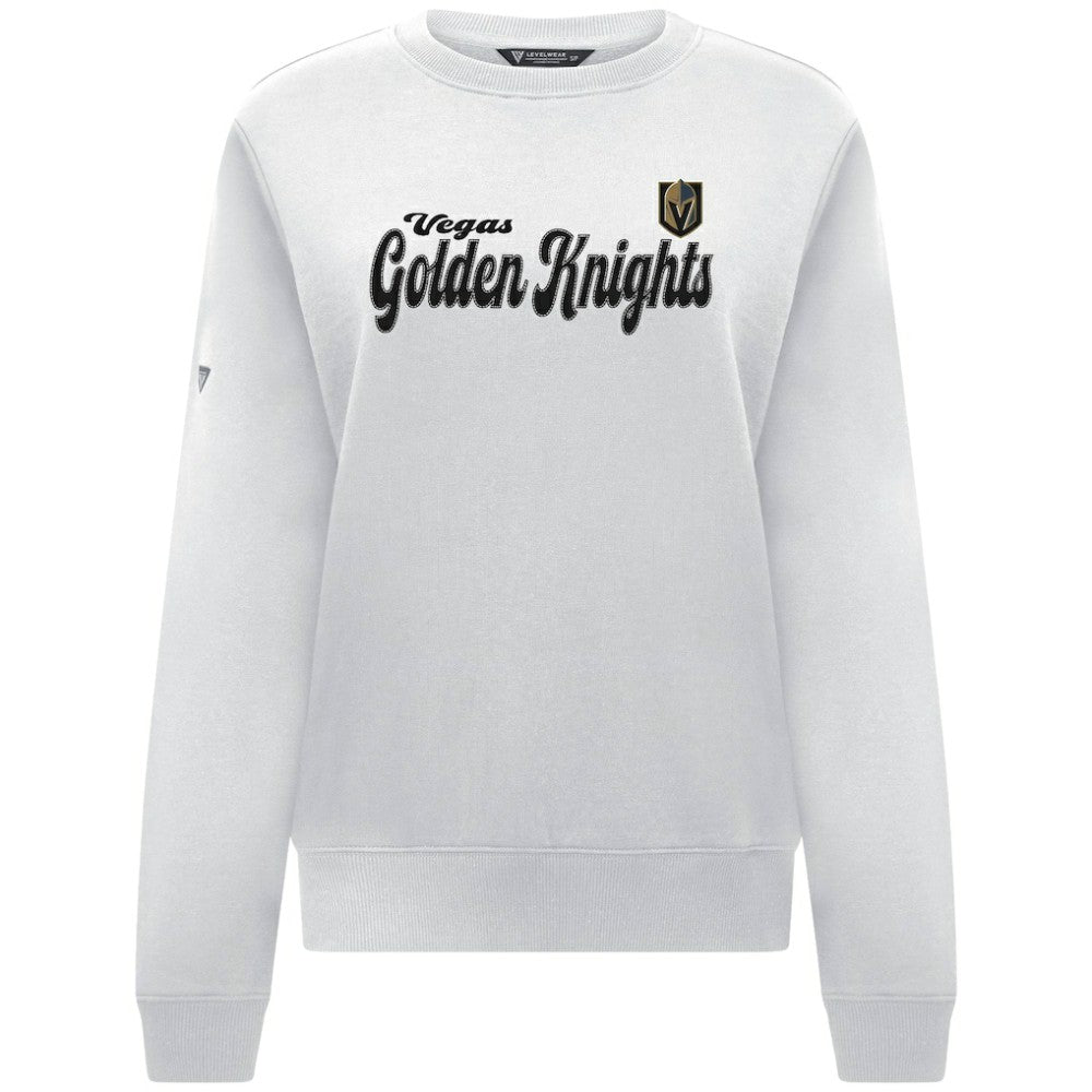 Vegas Golden Knights Levelwear Women's Yvette Big Script Tri-Blend Sweatshirt - White | US 203809137