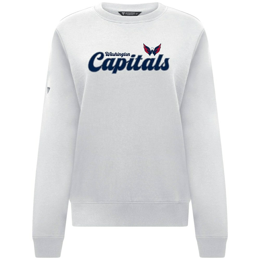 Washington Capitals Levelwear Women's Yvette Big Script Tri-Blend Sweatshirt - White | US 203809138
