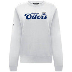 Edmonton Oilers Levelwear Women's Yvette Big Script Tri-Blend Sweatshirt - White | US 203809140