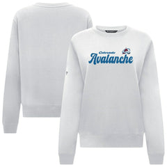 Colorado Avalanche Levelwear Women's Yvette Big Script Tri-Blend Sweatshirt - White | US 203809141