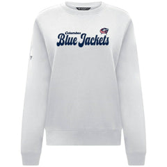 Columbus Blue Jackets Levelwear Women's Yvette Big Script Tri-Blend Sweatshirt - White | US 203809142