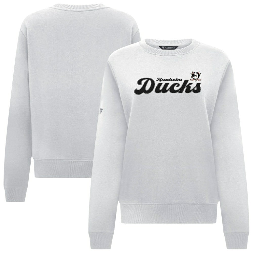 Anaheim Ducks Levelwear Women's Yvette Big Script Tri-Blend Sweatshirt - White | US 203809144