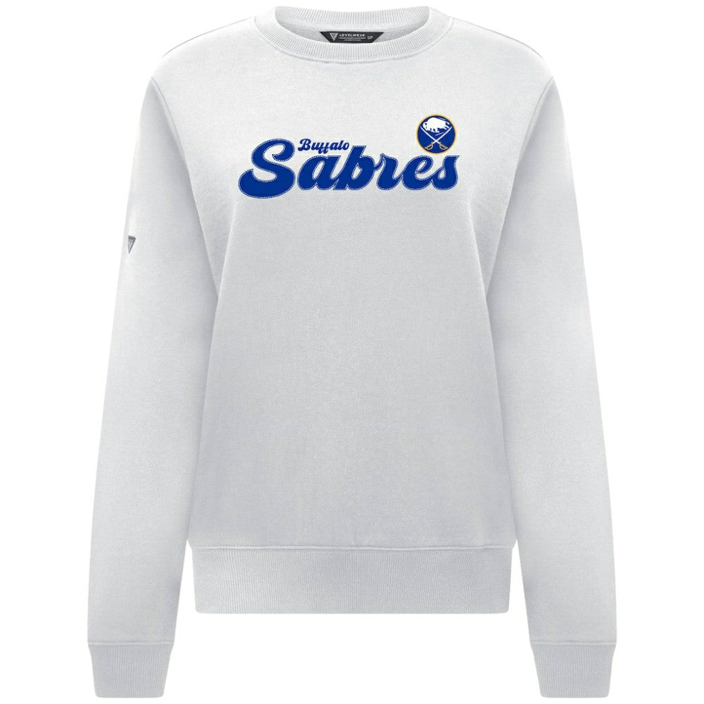 Buffalo Sabres Levelwear Women's Yvette Big Script Tri-Blend Sweatshirt - White | US 203809146