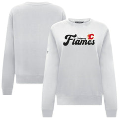 Calgary Flames Levelwear Women's Yvette Big Script Tri-Blend Sweatshirt - White | US 203809147