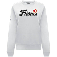Calgary Flames Levelwear Women's Yvette Big Script Tri-Blend Sweatshirt - White | US 203809147