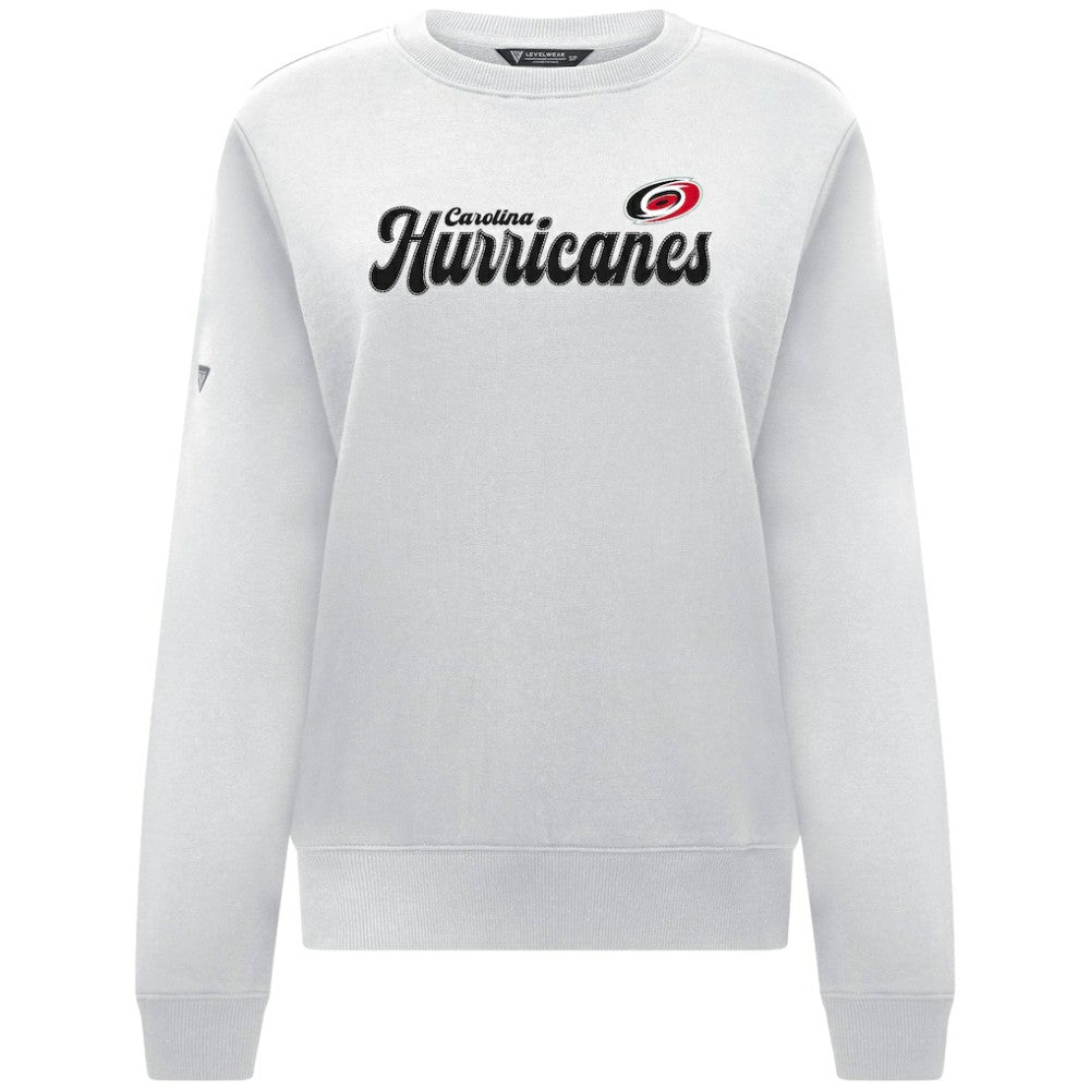 Carolina Hurricanes Levelwear Women's Yvette Big Script Tri-Blend Sweatshirt - White | US 203809148