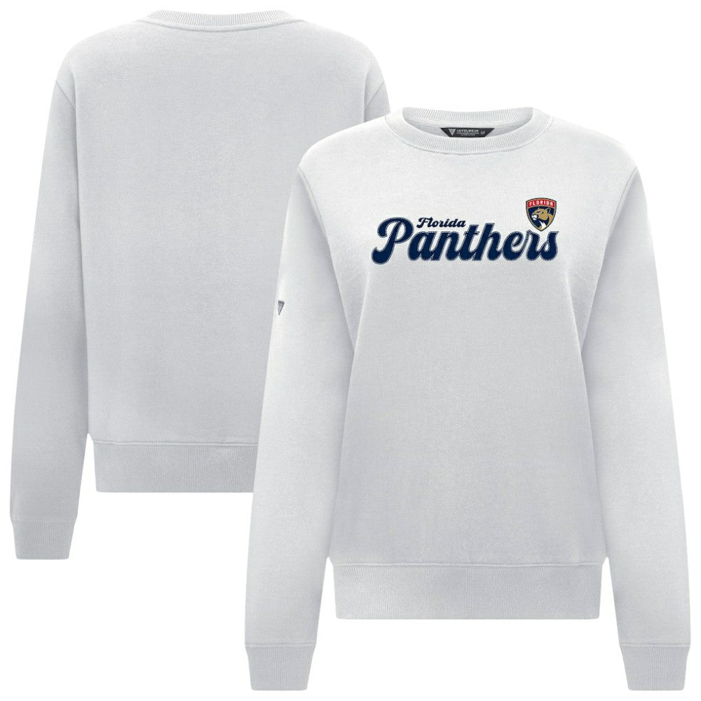 Florida Panthers Levelwear Women's Yvette Big Script Tri-Blend Sweatshirt - White | US 203809149
