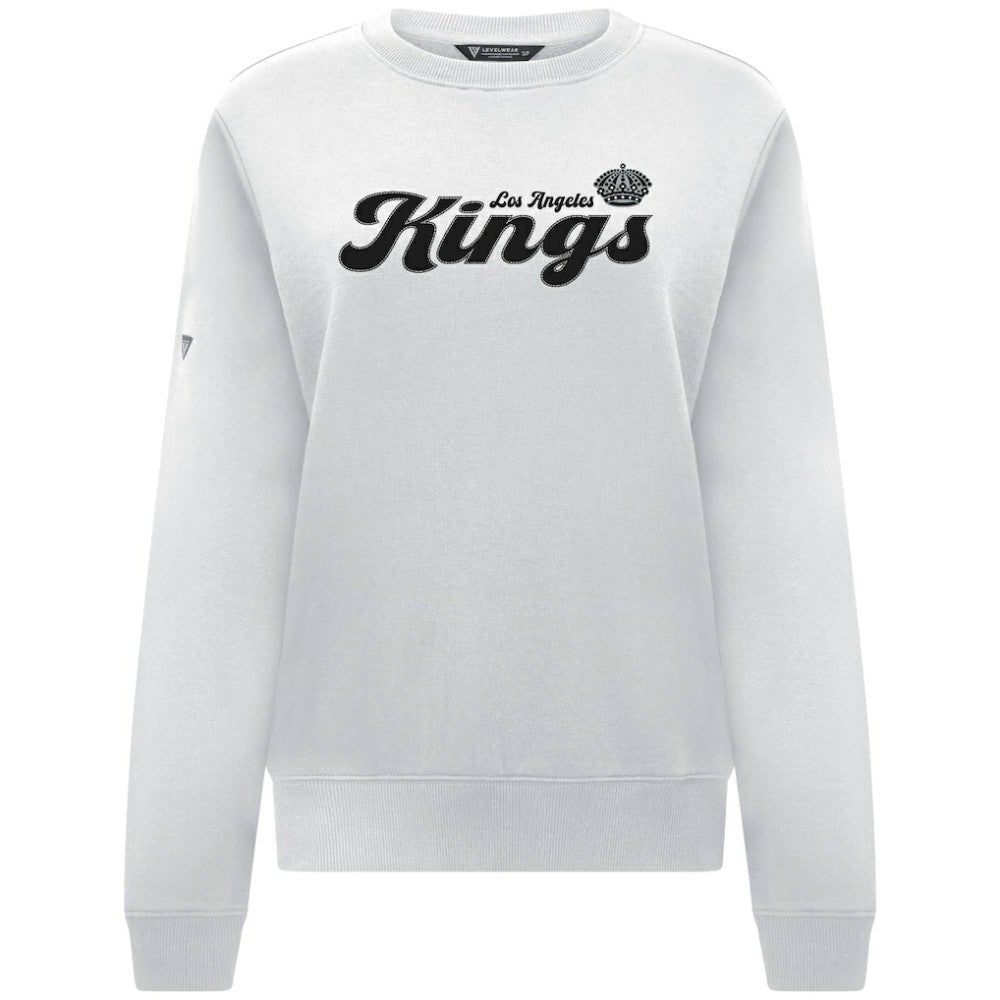 Los Angeles Kings Levelwear Women's Yvette Big Script Tri-Blend Sweatshirt - White | US 203809150