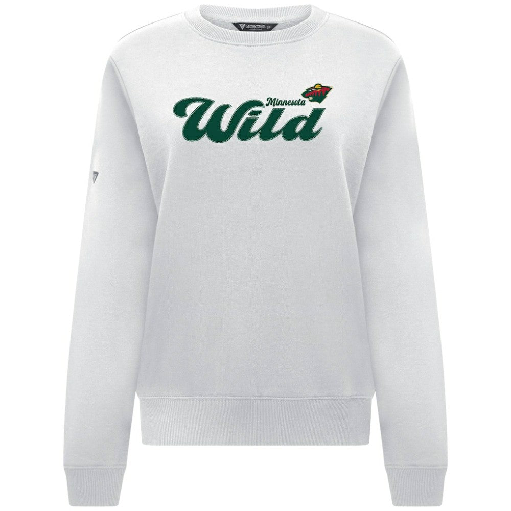 Minnesota Wild Levelwear Women's Yvette Big Script Tri-Blend Sweatshirt - White | US 203809151