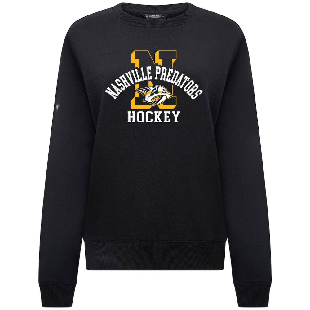 Nashville Predators Levelwear Women's Yvette Limelight Big Letter Sweatshirt - Black | US 203809160