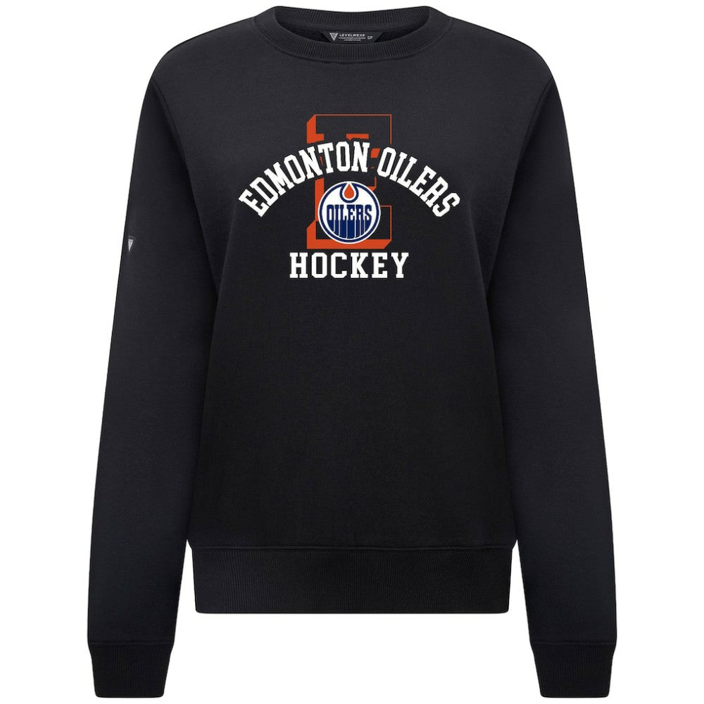 Edmonton Oilers Levelwear Women's Yvette Limelight Big Letter Sweatshirt - Black | US 203809163