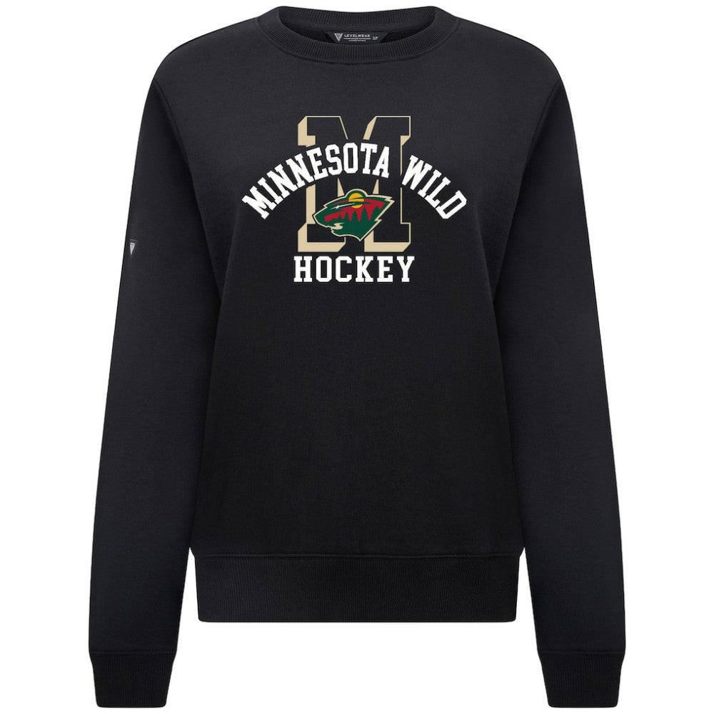 Minnesota Wild Levelwear Women's Yvette Limelight Big Letter Sweatshirt - Black | US 203809166