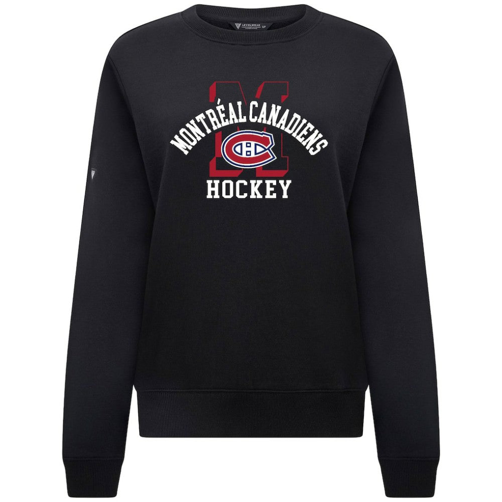 Montreal Canadiens Levelwear Women's Yvette Limelight Big Letter Sweatshirt - Black | US 203809168