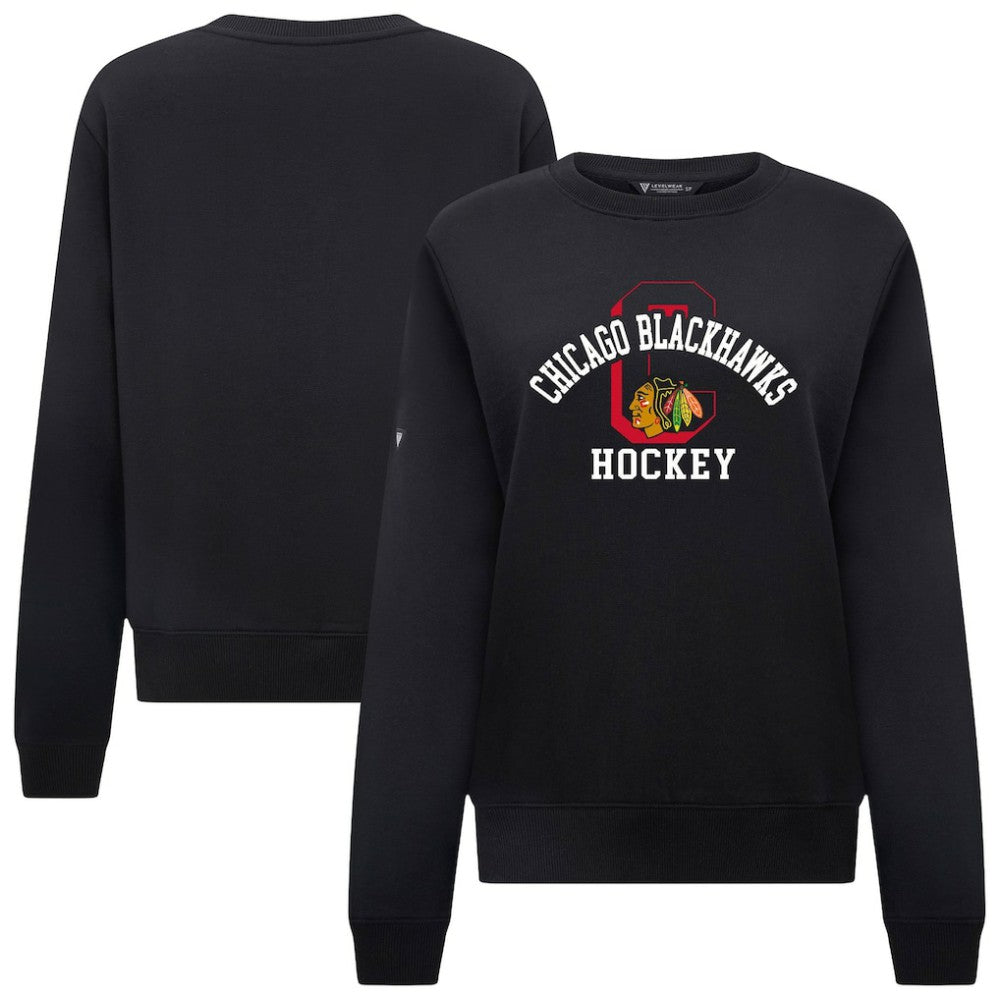Chicago Blackhawks Levelwear Women's Yvette Limelight Big Letter Sweatshirt - Black | US 203809170