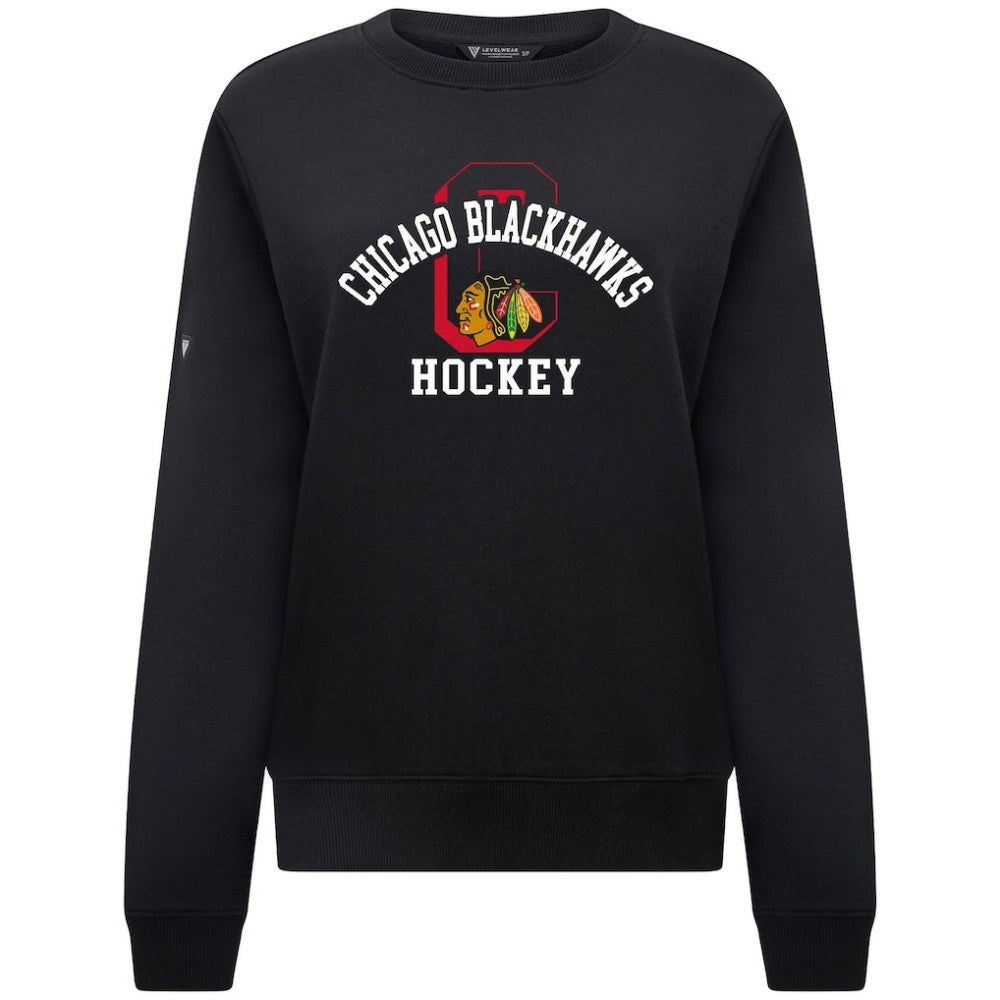 Chicago Blackhawks Levelwear Women's Yvette Limelight Big Letter Sweatshirt - Black | US 203809170