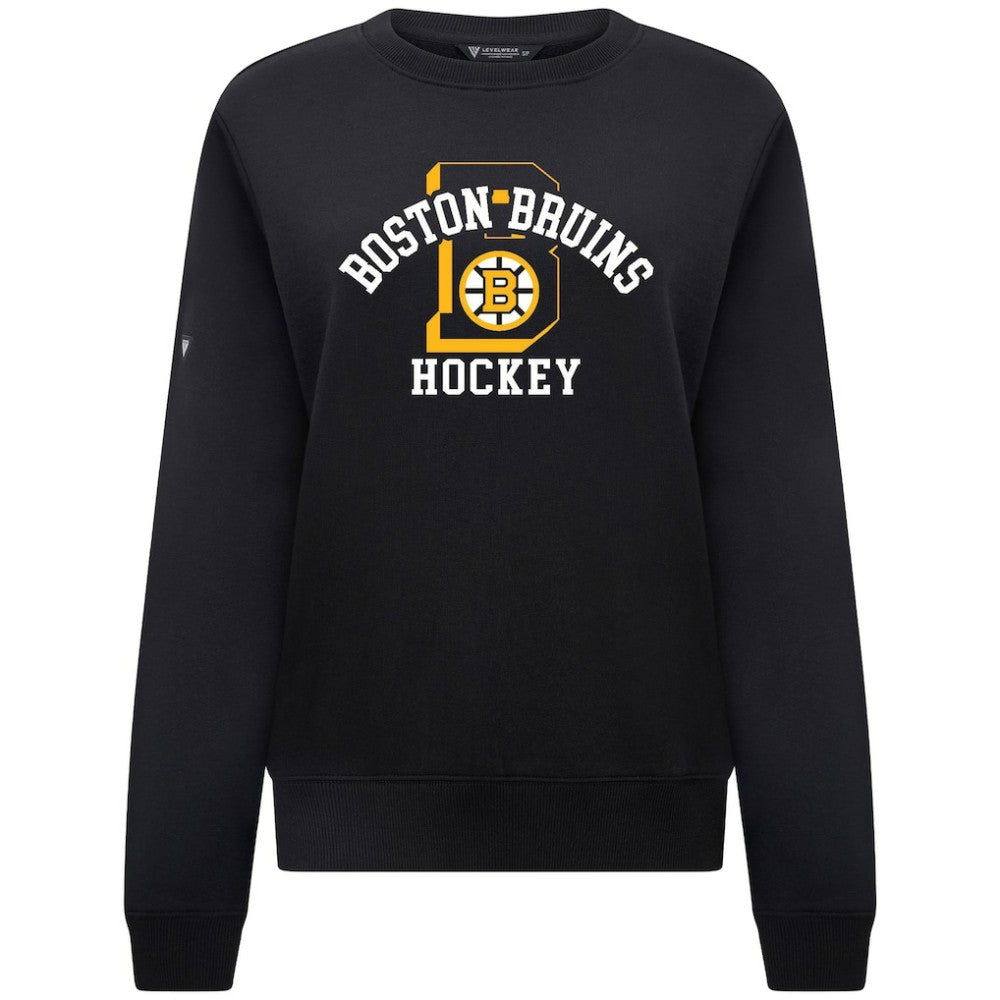 Boston Bruins Levelwear Women's Yvette Limelight Big Letter Sweatshirt - Black | US 203809172