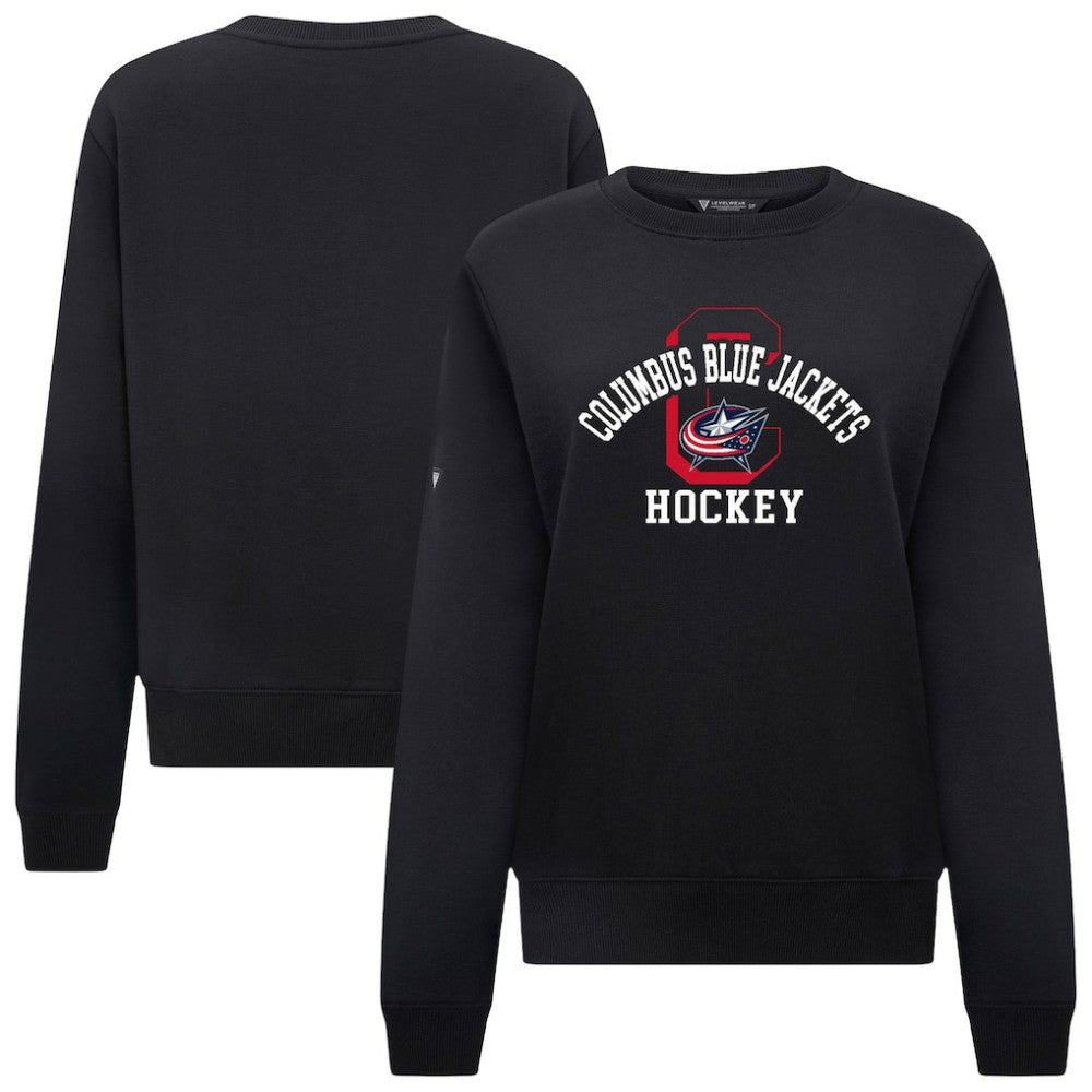 Columbus Blue Jackets Levelwear Women's Yvette Limelight Big Letter Sweatshirt - Black | US 203809173