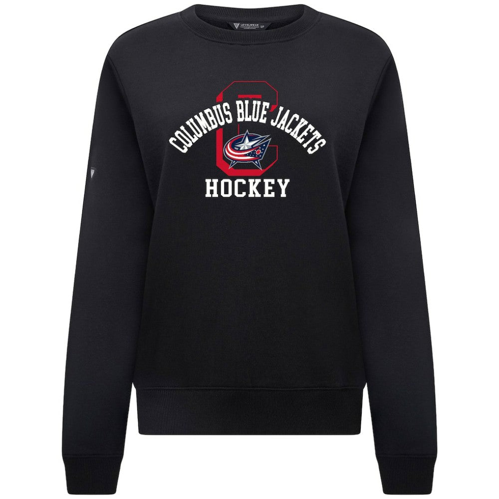 Columbus Blue Jackets Levelwear Women's Yvette Limelight Big Letter Sweatshirt - Black | US 203809173