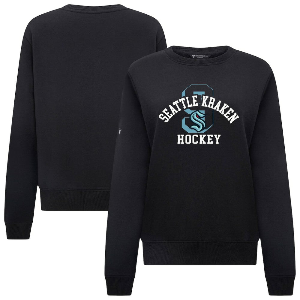 Seattle Kraken Levelwear Women's Yvette Limelight Big Letter Sweatshirt - Black | US 203809175