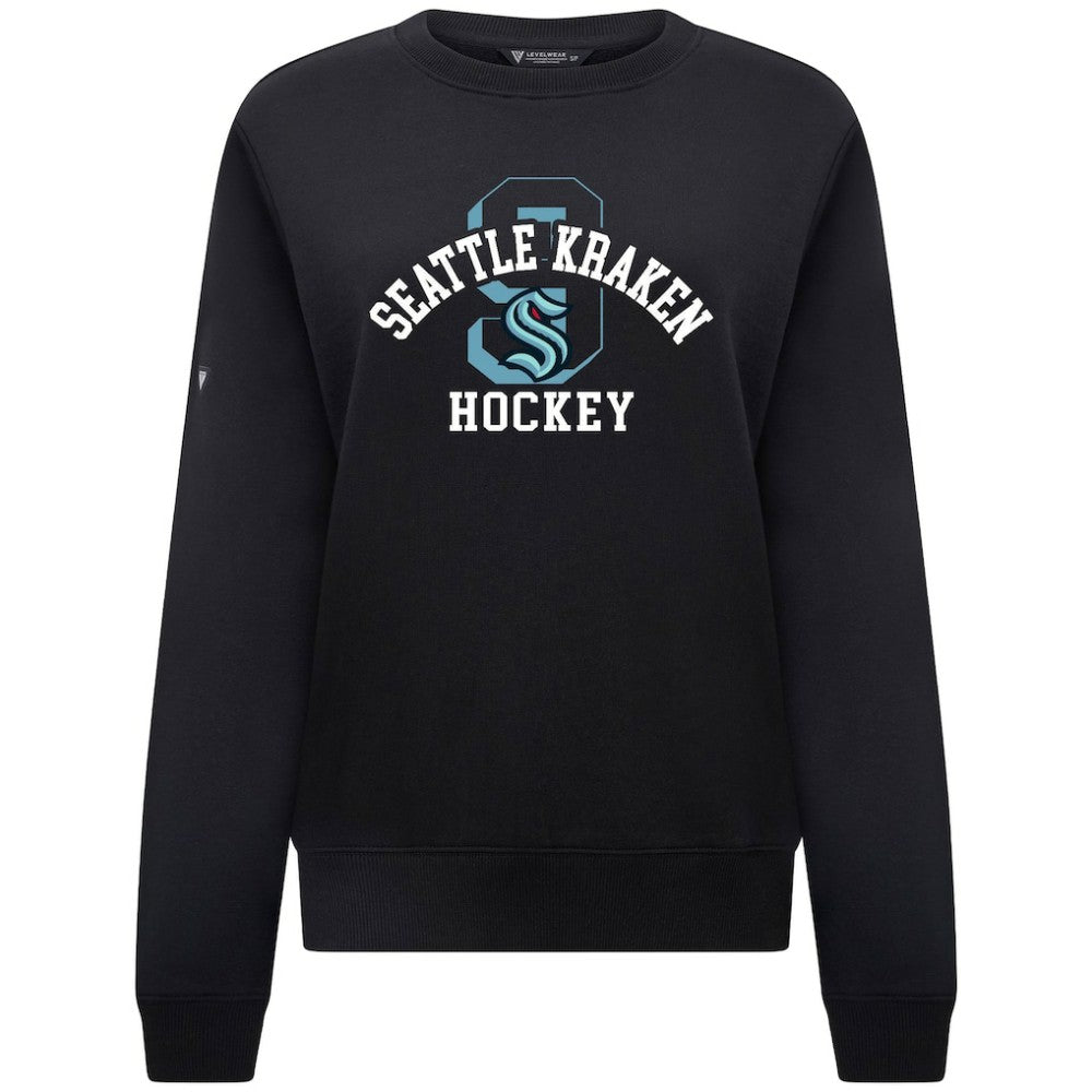 Seattle Kraken Levelwear Women's Yvette Limelight Big Letter Sweatshirt - Black | US 203809175