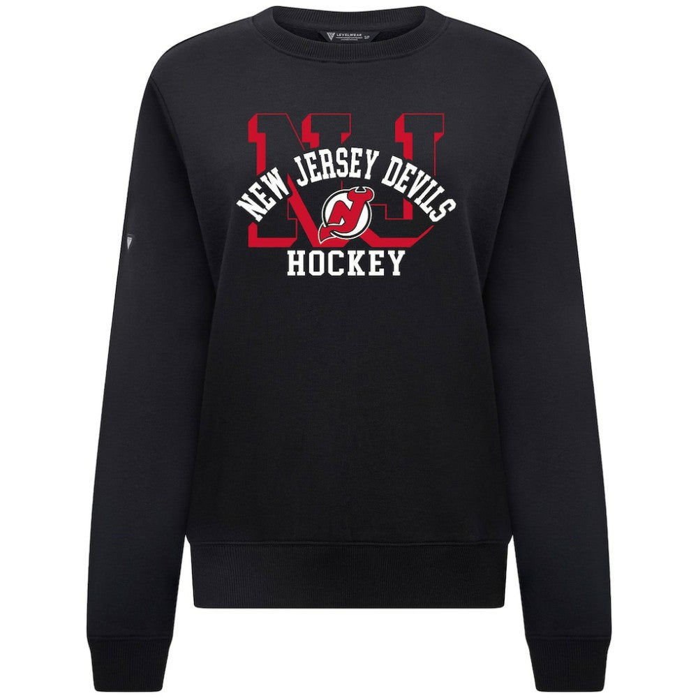 New Jersey Devils Levelwear Women's Yvette Limelight Big Letter Sweatshirt - Black | US 203809176