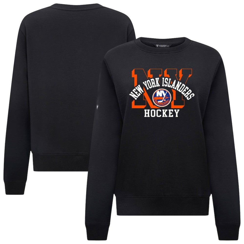 New York Islanders Levelwear Women's Yvette Limelight Big Letter Sweatshirt - Black | US 203809178