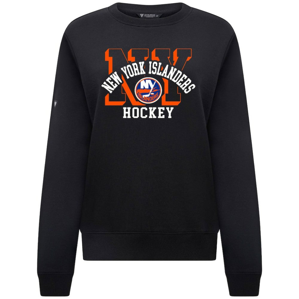 New York Islanders Levelwear Women's Yvette Limelight Big Letter Sweatshirt - Black | US 203809178