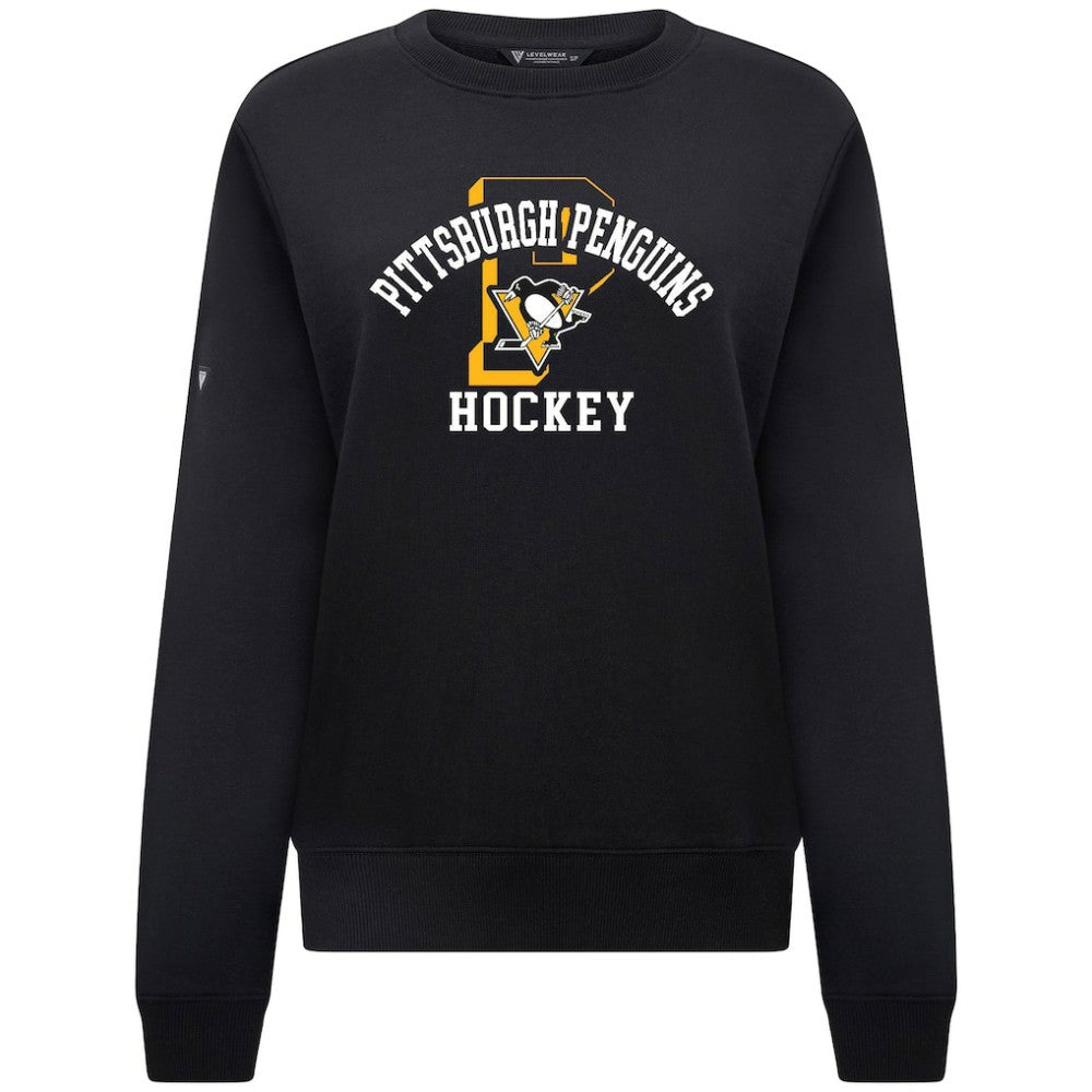 Pittsburgh Penguins Levelwear Women's Yvette Limelight Big Letter Sweatshirt - Black | US 203809183