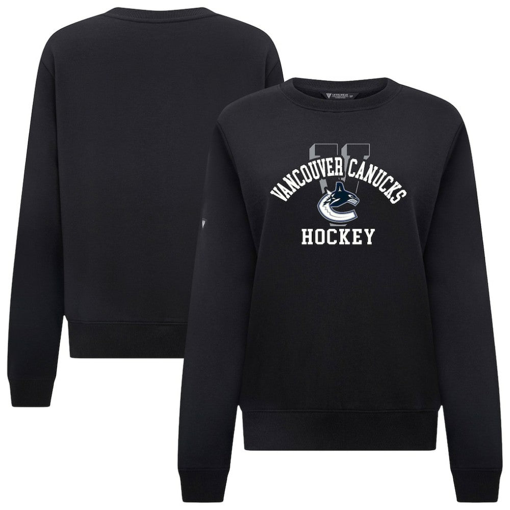 Vancouver Canucks Levelwear Women's Yvette Limelight Big Letter Sweatshirt - Black | US 203809184